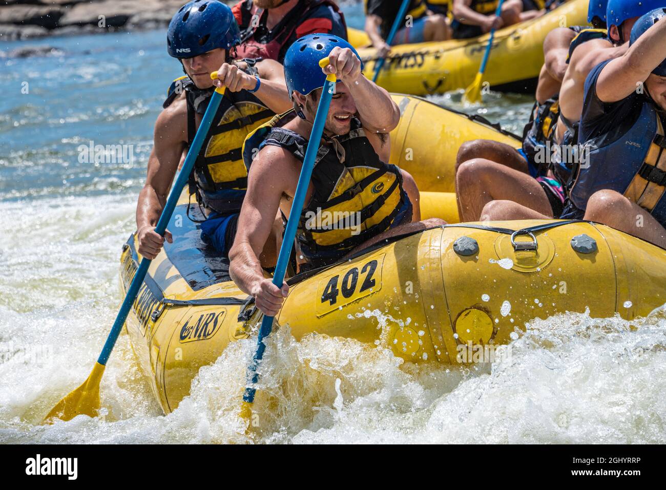 Whitewater rafting on the Chattahoochee River in Uptown Columbus, Georgia. (USA) Stock Photo