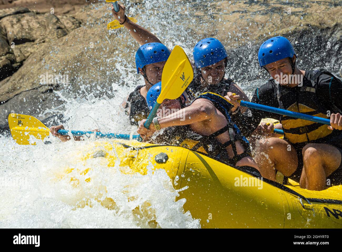 Whitewater rafting on the Chattahoochee River in Uptown Columbus, Georgia. (USA) Stock Photo