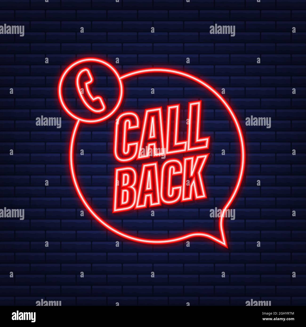 Call back. Information technology. Telephone neon icon. Customer ...