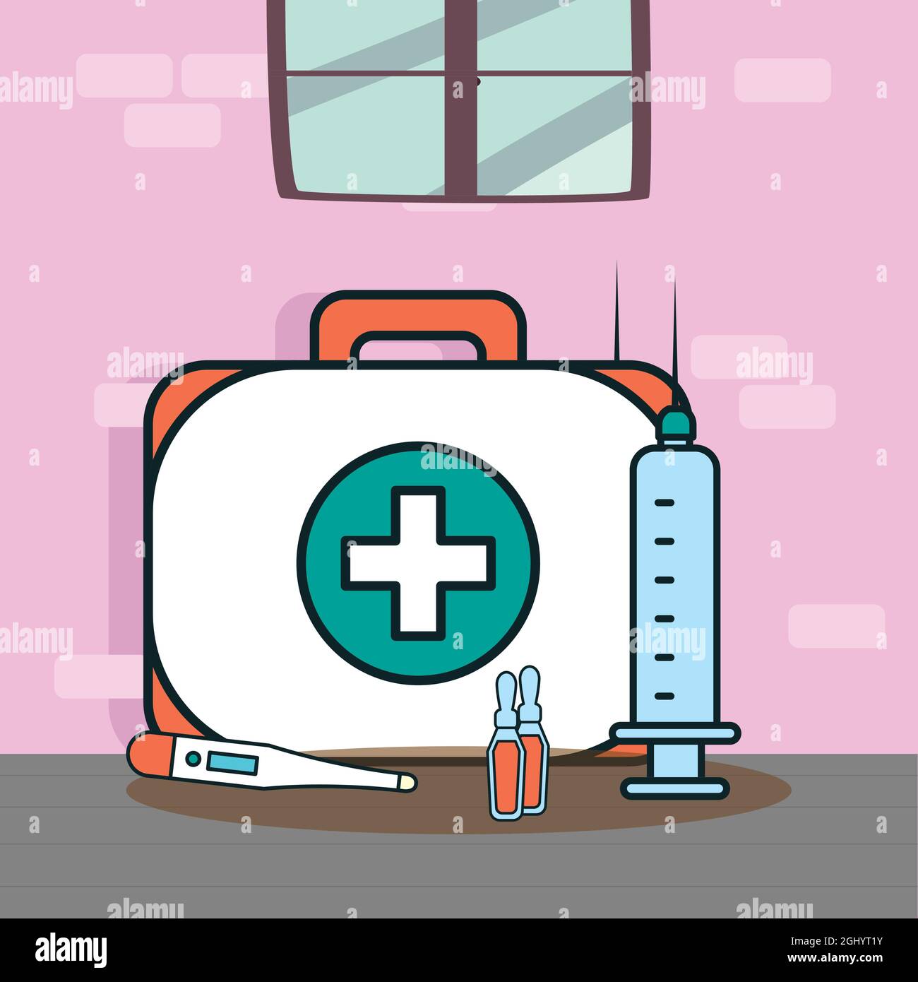 medical kit and syringe icons Stock Vector Image & Art - Alamy