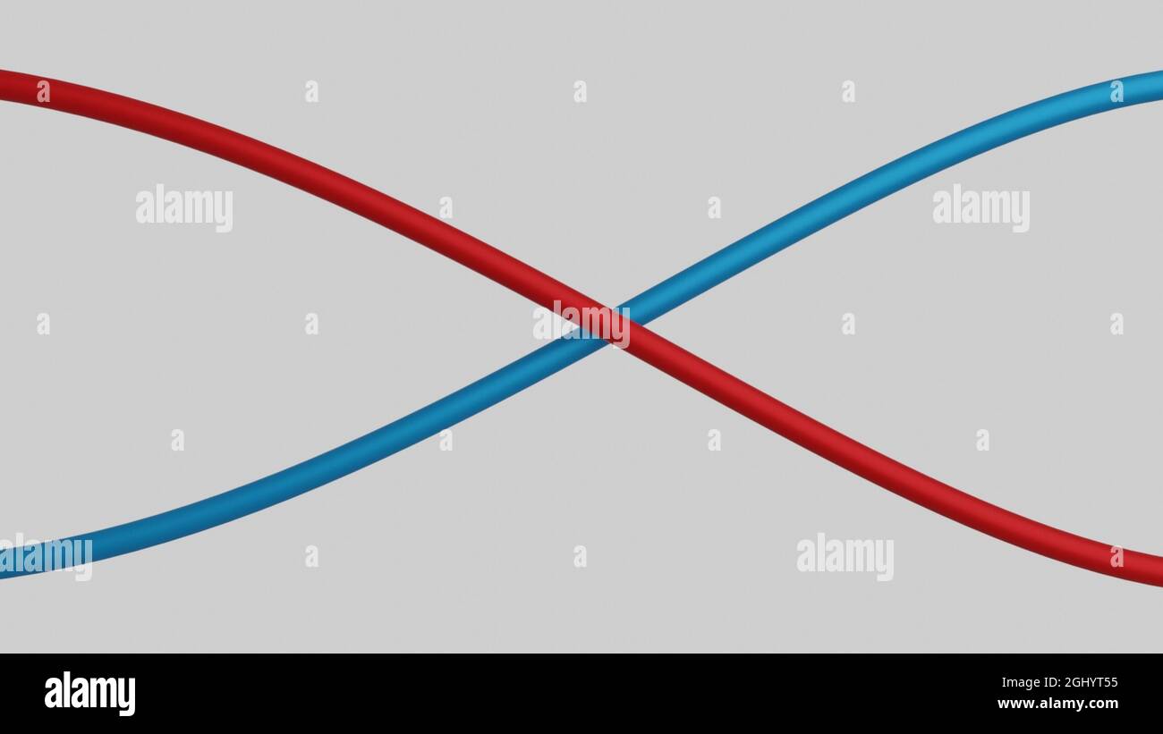Illustration of two red and blue lines crossing each other Stock Photo ...