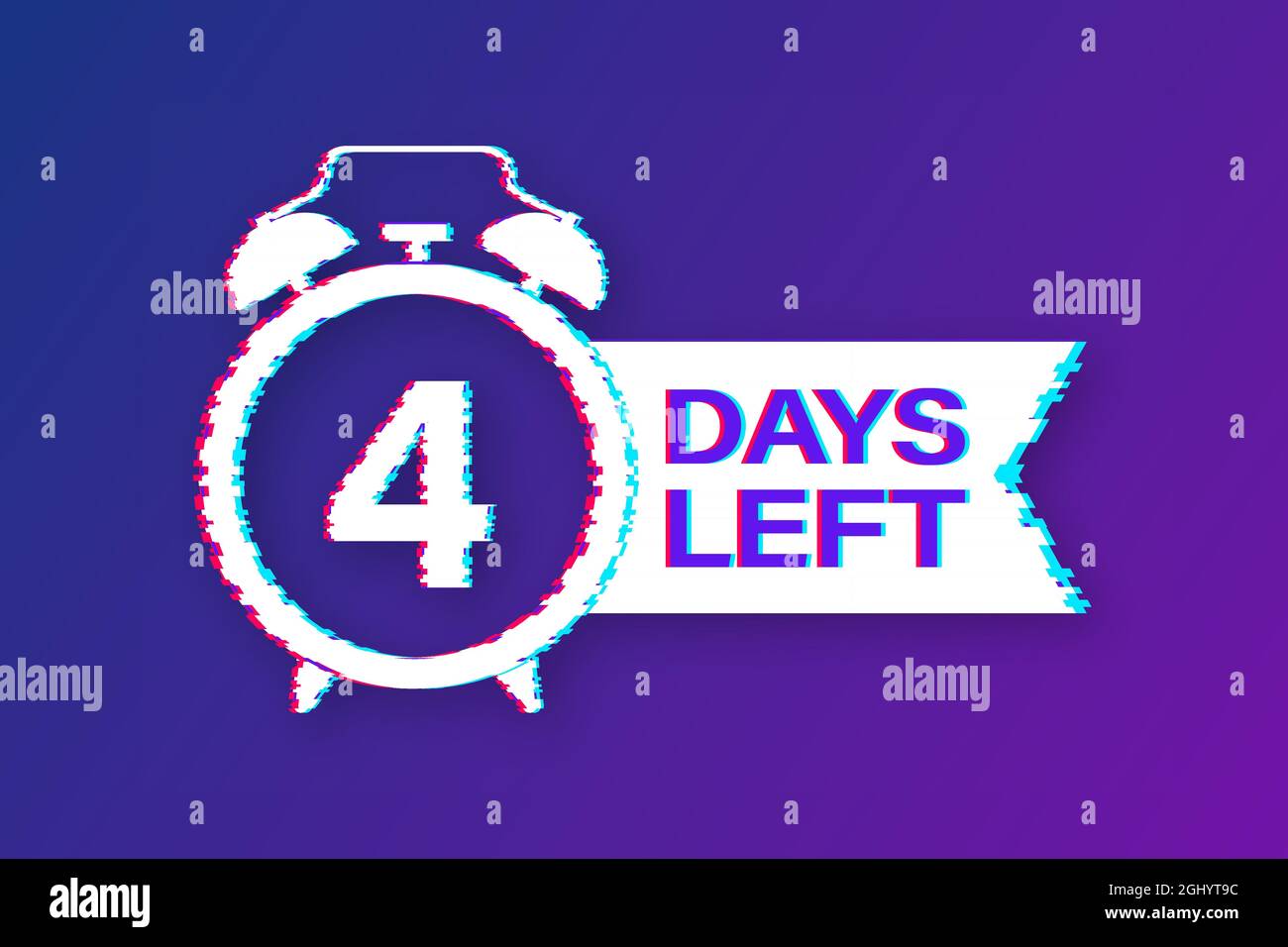 4 Days left. Countdown timer sign. Glitch icon. Time icon. Count time ...