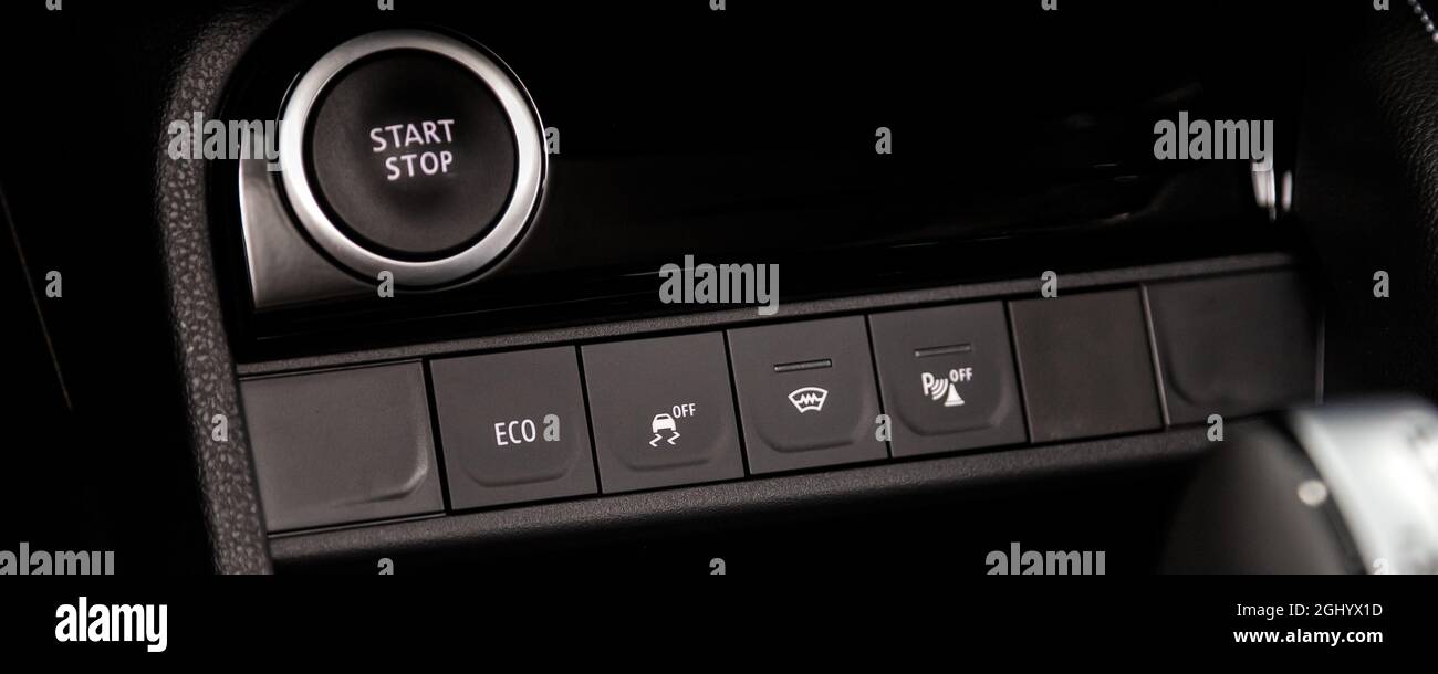 Car dashboard black engine start stop button,fuel saving button