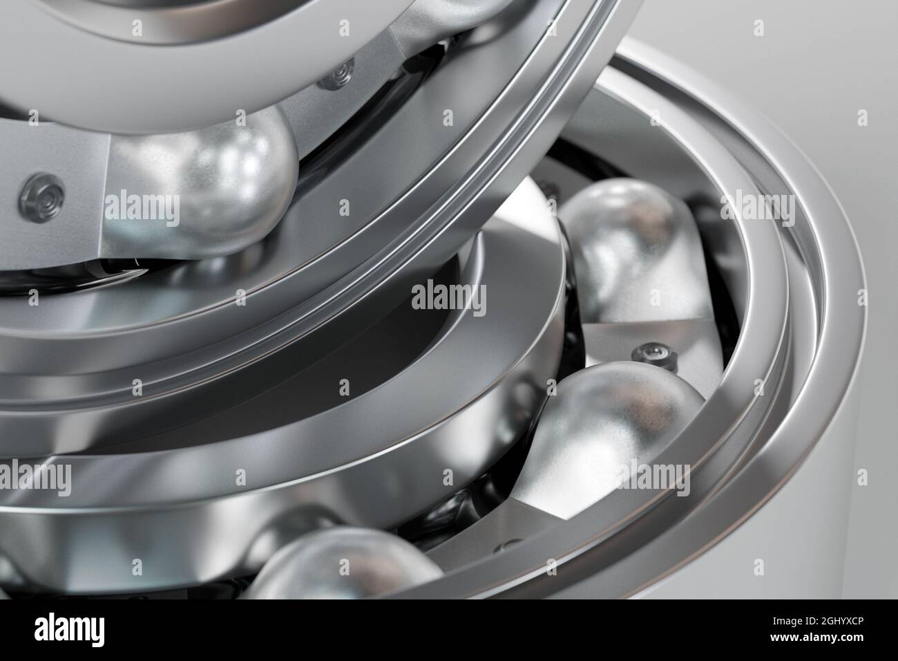 3D illustration close up of the roller bearing on white background ...