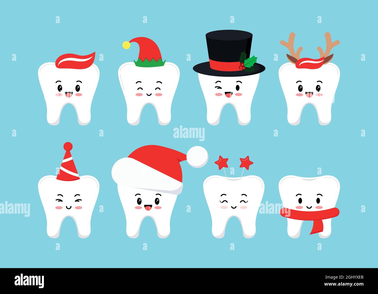 Chistmas smilling teeth dental icon set isolatead Stock Vector Image ...