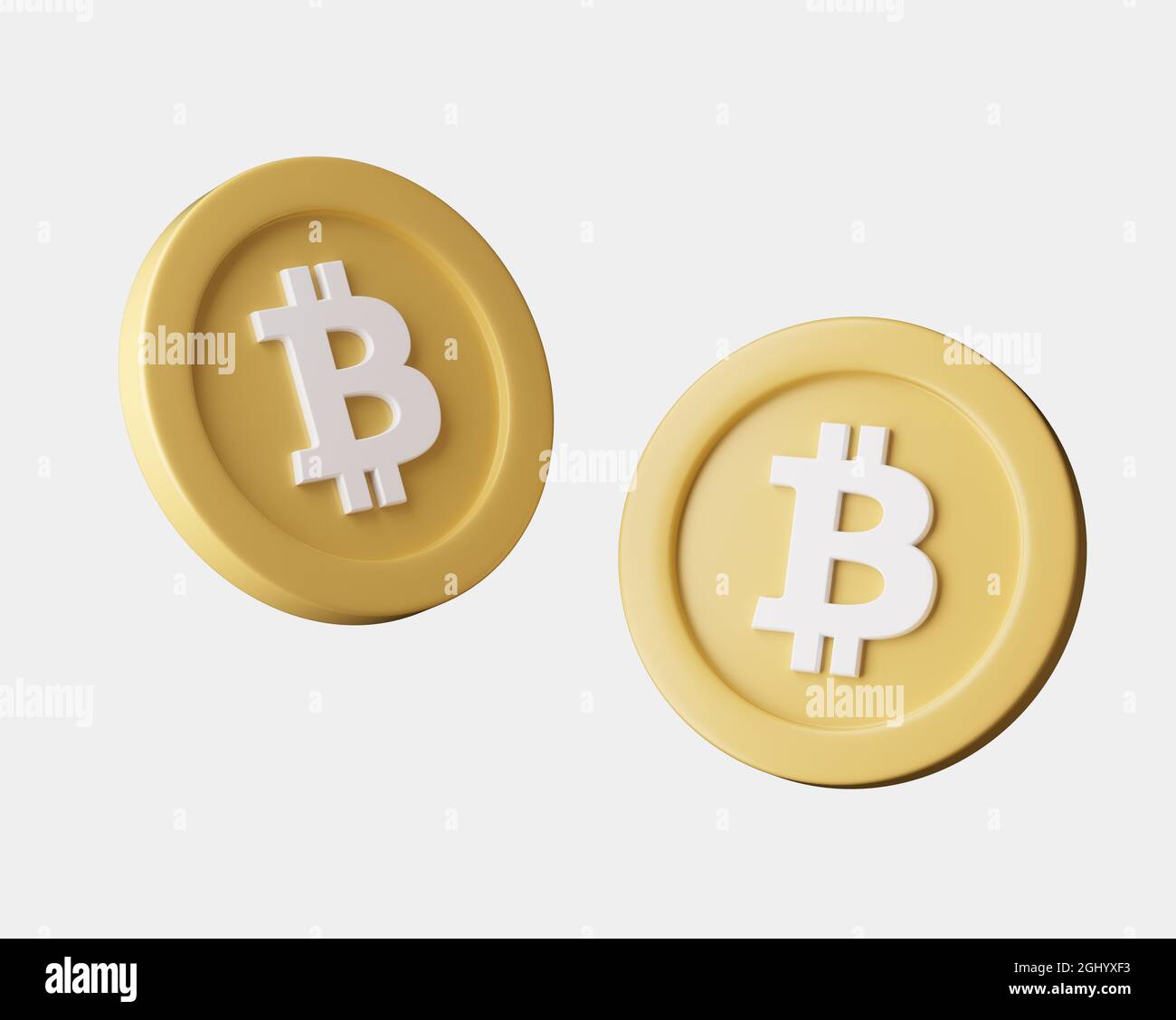 Cryptocurrency Bitcoins from different viewes on white background. 3d  render illustration with soft lights. Isolated objects Stock Photo - Alamy