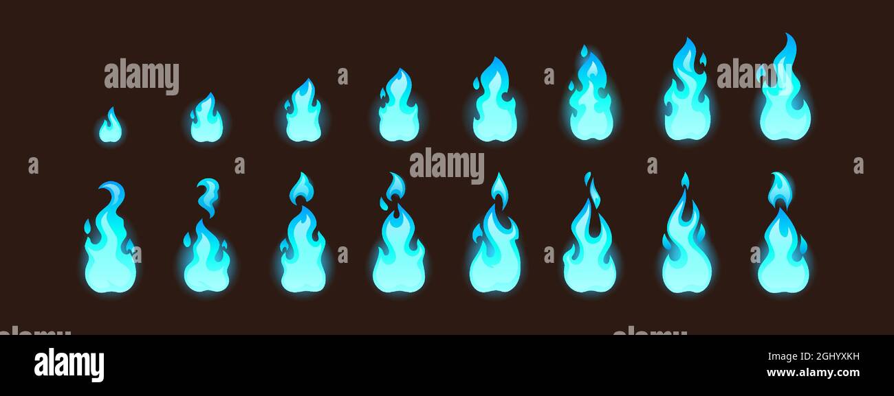 Set of anime fire Stock Vector