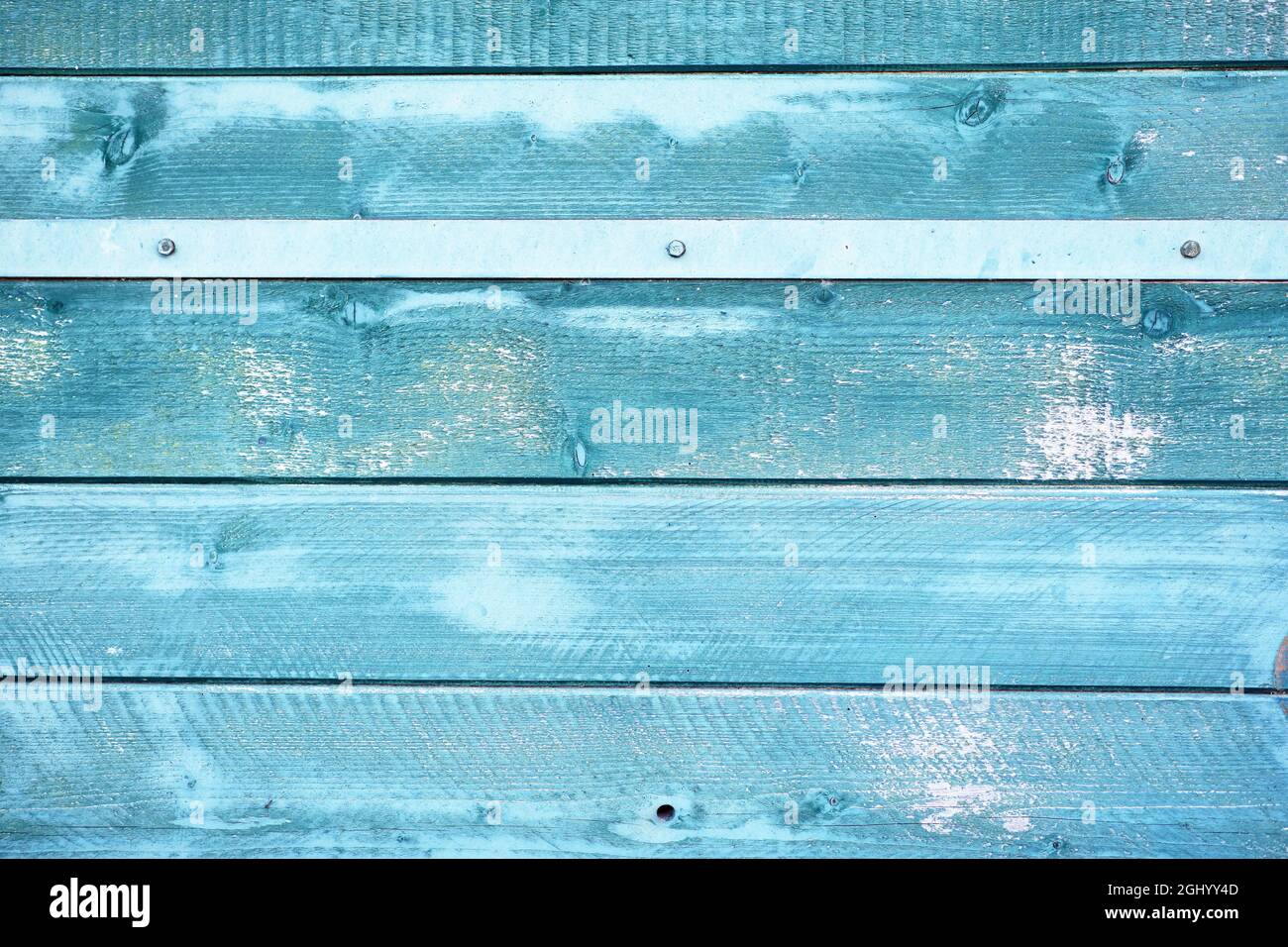 Blue colored wooden horizontal planks background Stock Photo