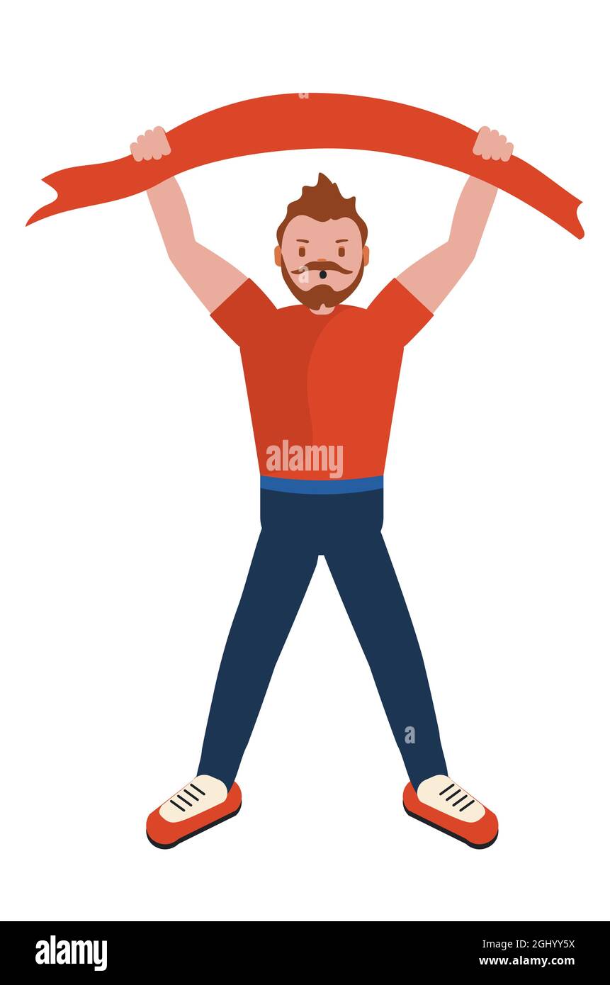Cartoon man in red shirt, soccer or football fan illustration Stock Vector  Image & Art - Alamy