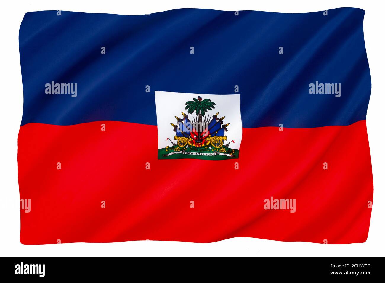 Flag of the Republic of Haiti. Adopted on 26th February 1986. Stock Photo
