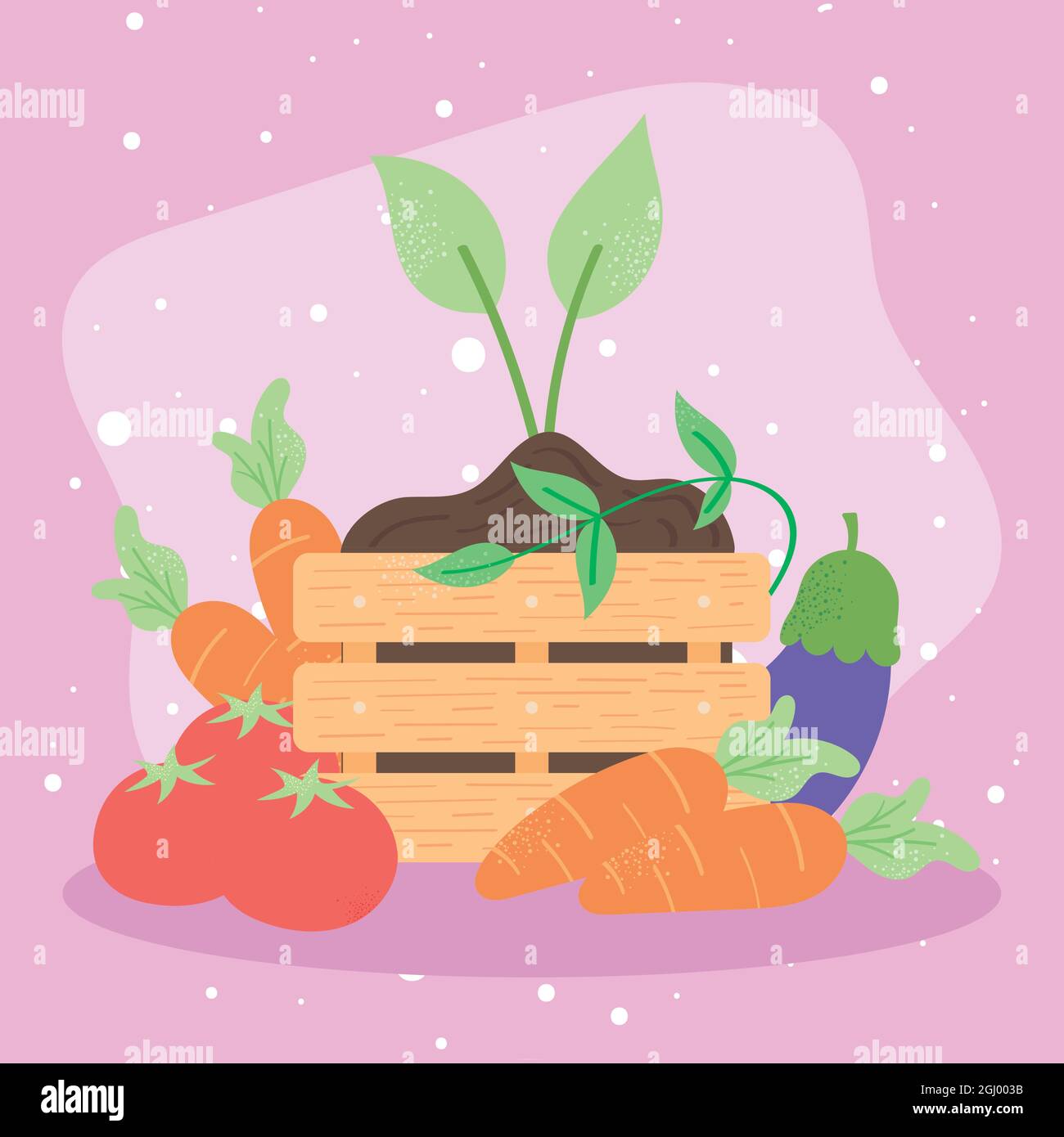 vegetables and plant in wooden basket Stock Vector Image & Art - Alamy