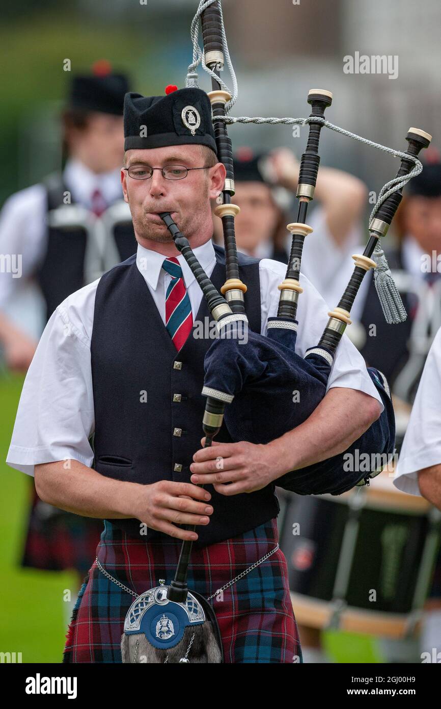 Piper at the Cowal Gathering Highland Games near Dunoon on the Cowal ...