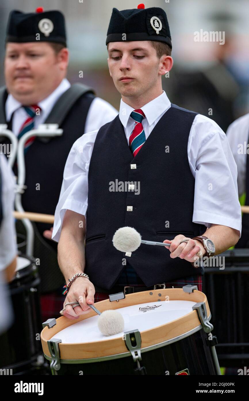 Drummer in a pipe band at the Cowal Gathering Highland Games near ...