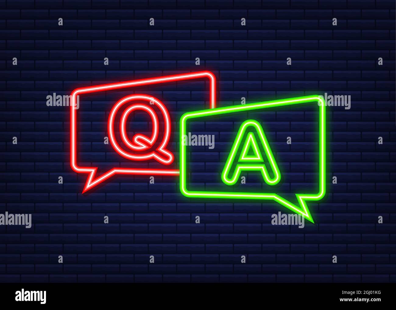 Question and Answer banner. Neon icon. Megaphone banner. Web design ...