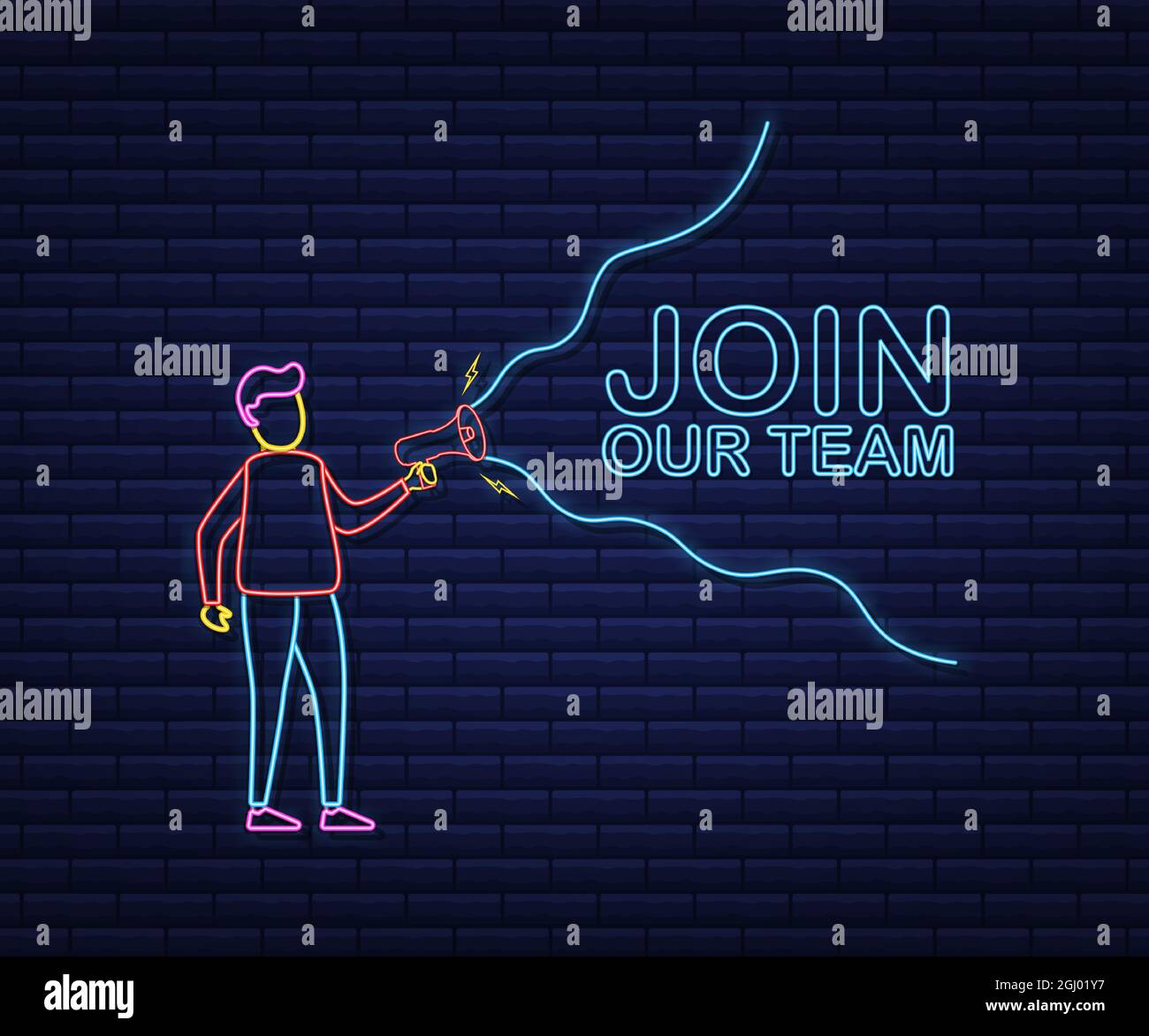Man Holding Megaphone with Join our team. Megaphone banner. Web design ...