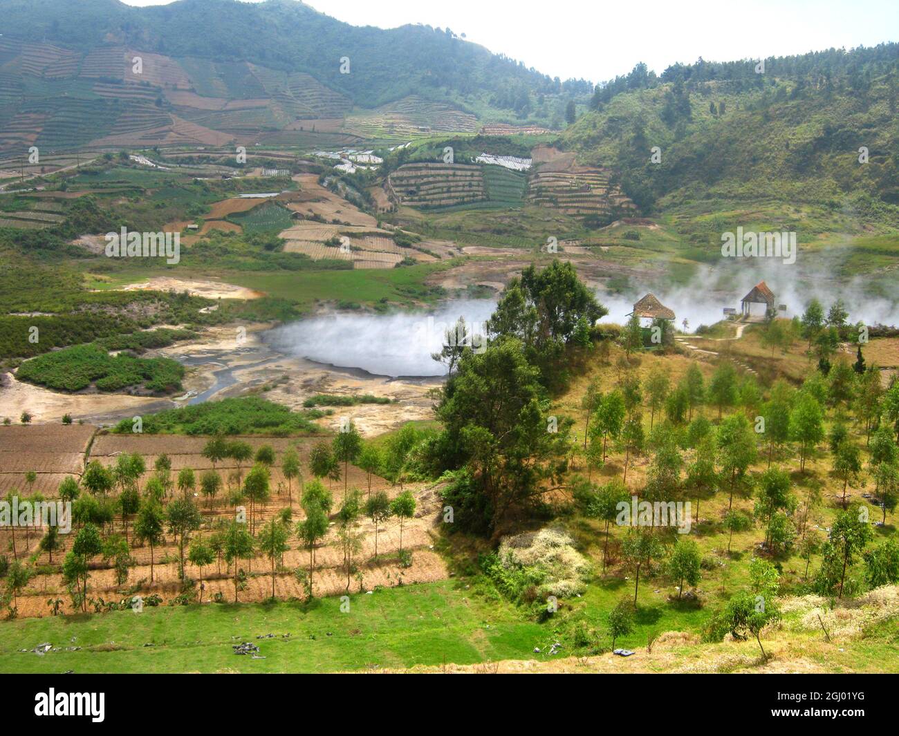 View of Sileri Crater from Dieng Plateau Stock Photo