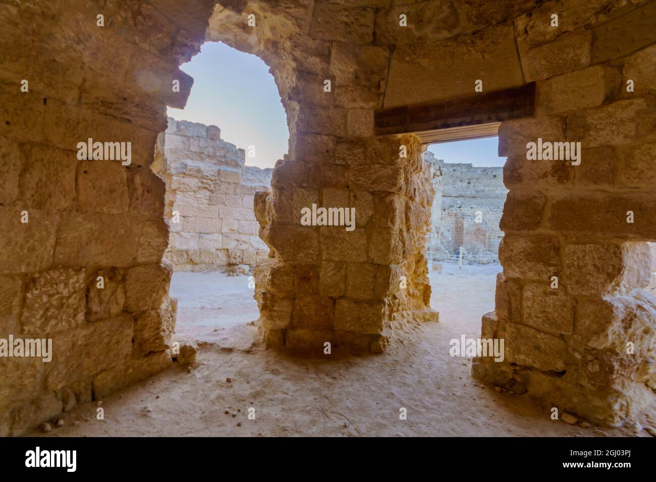 Herodium, West Bank - August 30, 2021: View of ancient buildings in the Upper Herodium Fortress and Palace, the West Bank, South of Jerusalem Stock Photo