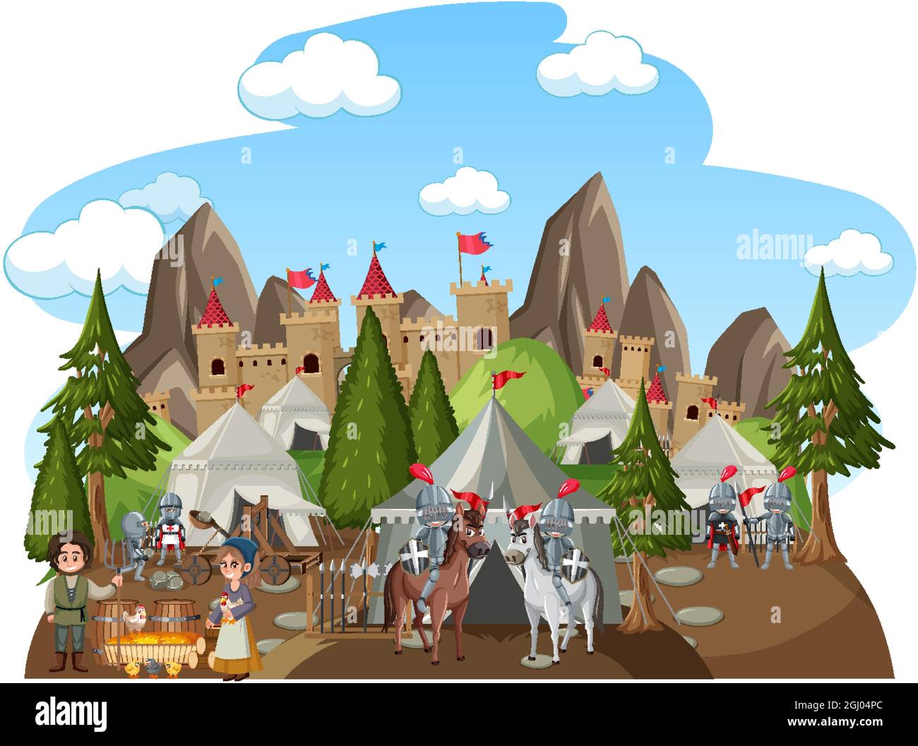 Military medieval camp on white background illustration Stock Vector ...