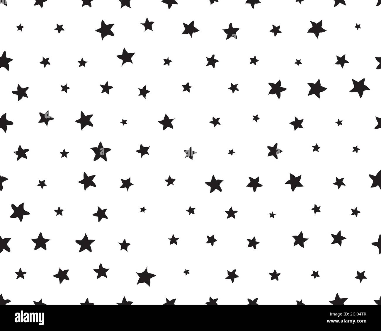 Seamless pattern with black stars on a white background Stock Photo - Alamy