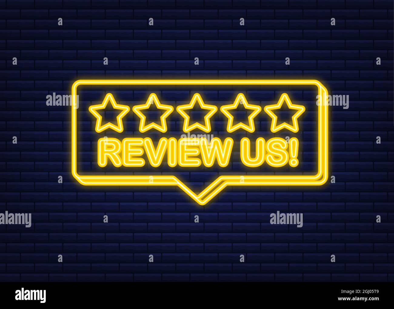 Review us user rating concept. Review and rate us stars neon icon ...