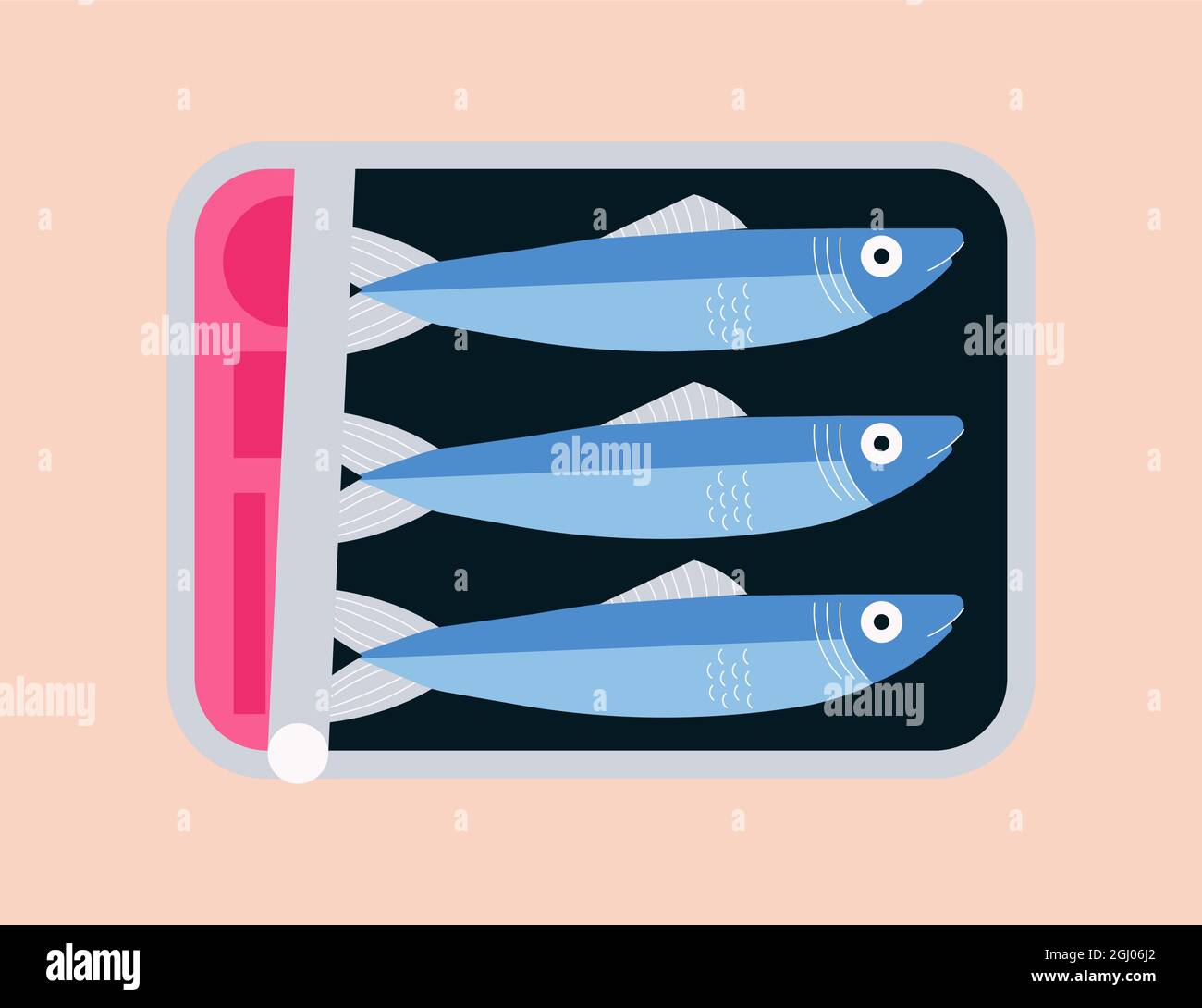 Flat design delicious canned sardine illustration Vector illustration