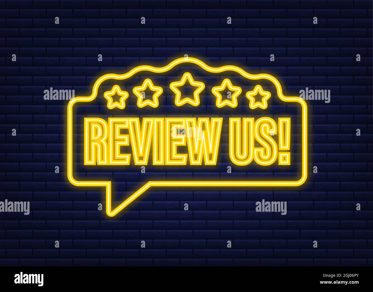 Review us user rating concept. Review and rate us stars neon icon ...