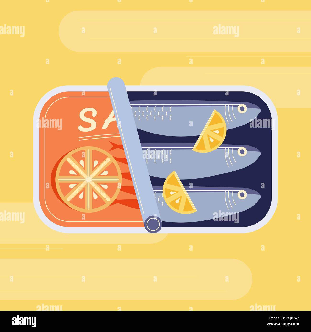 Flat design delicious canned sardine illustration Vector illustration
