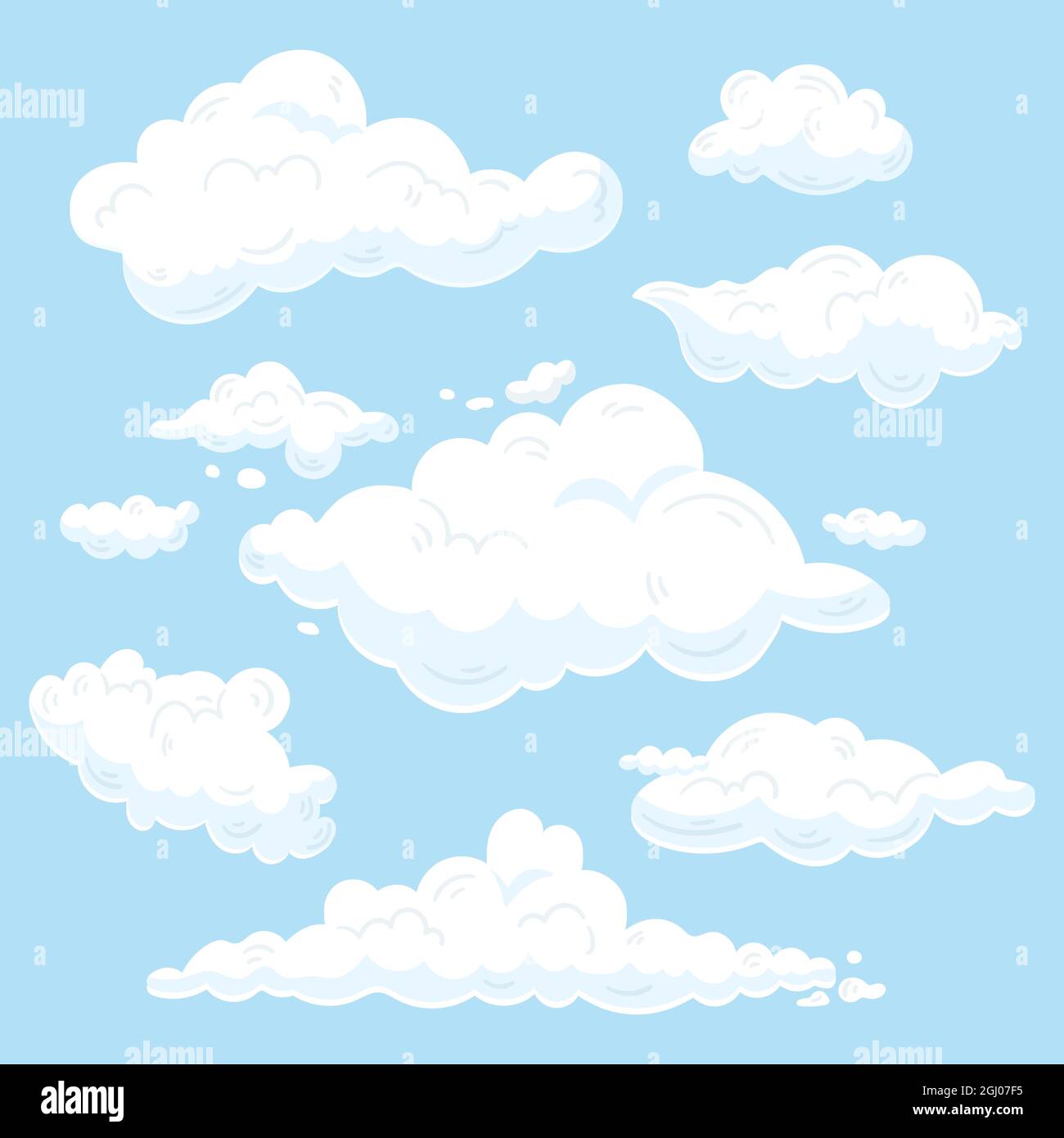 Hand drawn cloud in the sky set Vector illustration Stock Vector Image ...