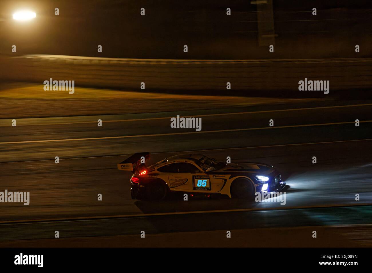 BARCELONA, SPAIN, September 3, 2021 : Mercedes-AMG GT3 on track at night. 24h Series are a long distance international racing championship for GT and Stock Photo