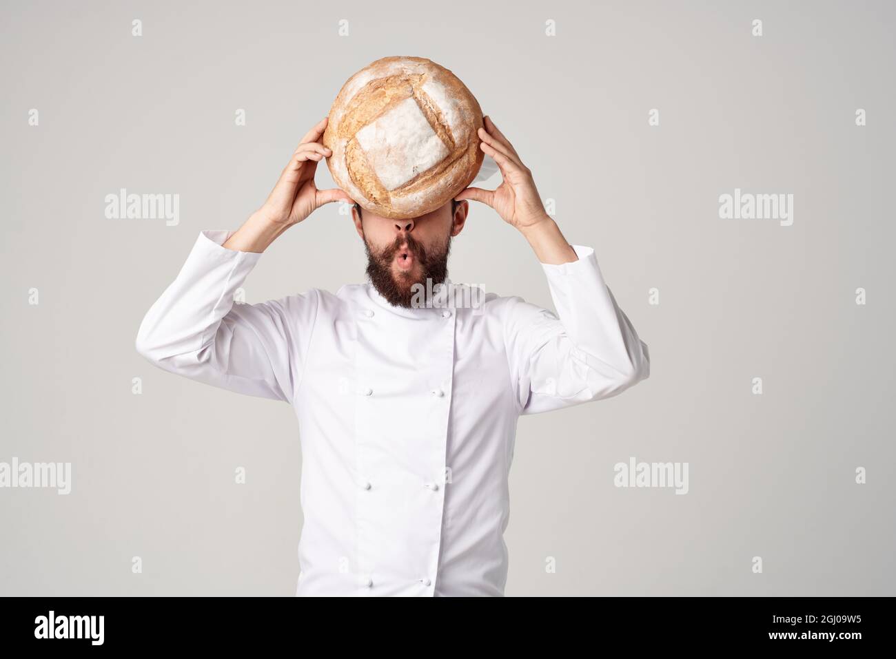 male cook Cooking bakery Professional emotions Stock Photo - Alamy