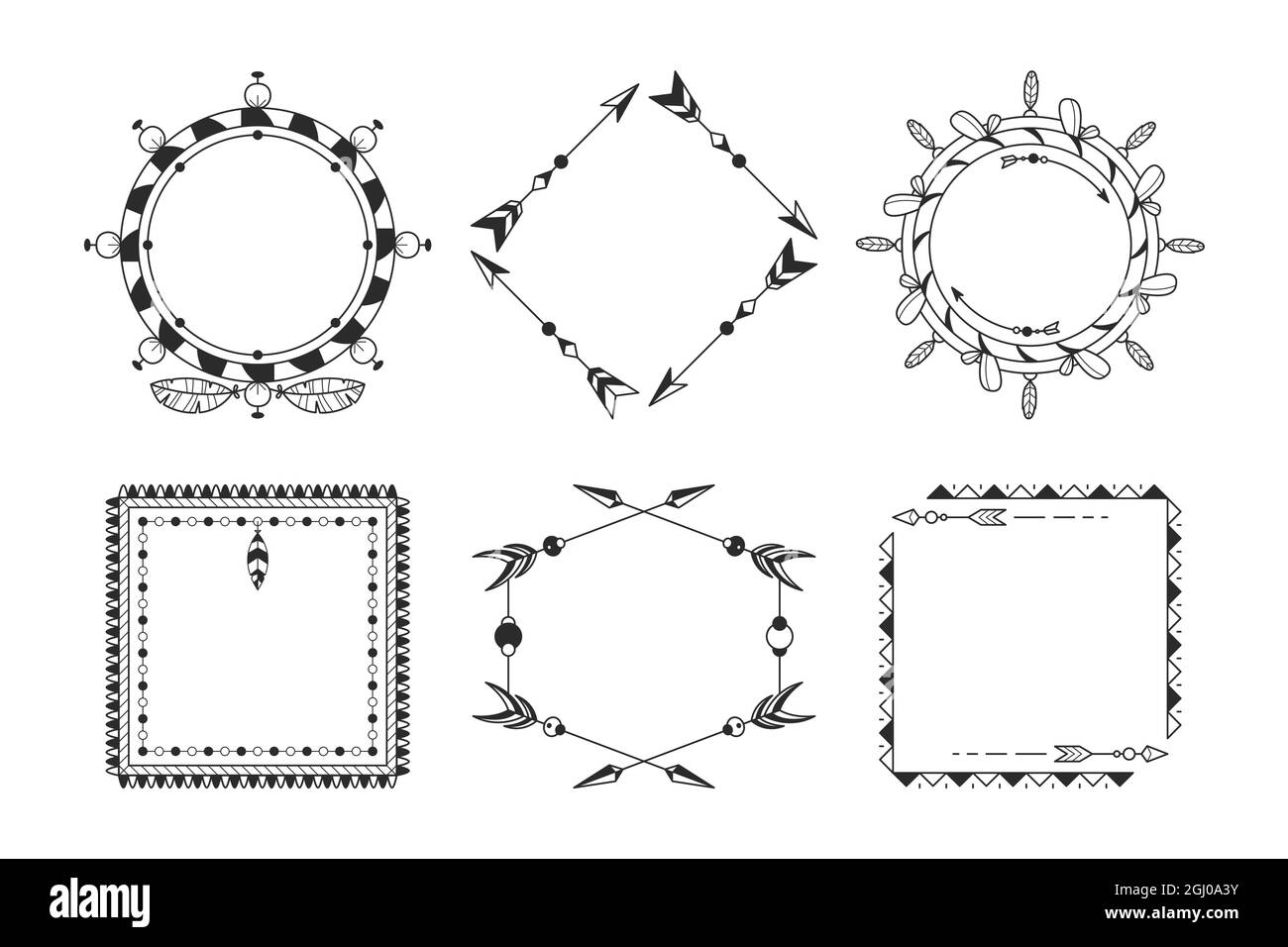 Hand drawn boho frame pack Vector illustration Stock Vector Image & Art ...