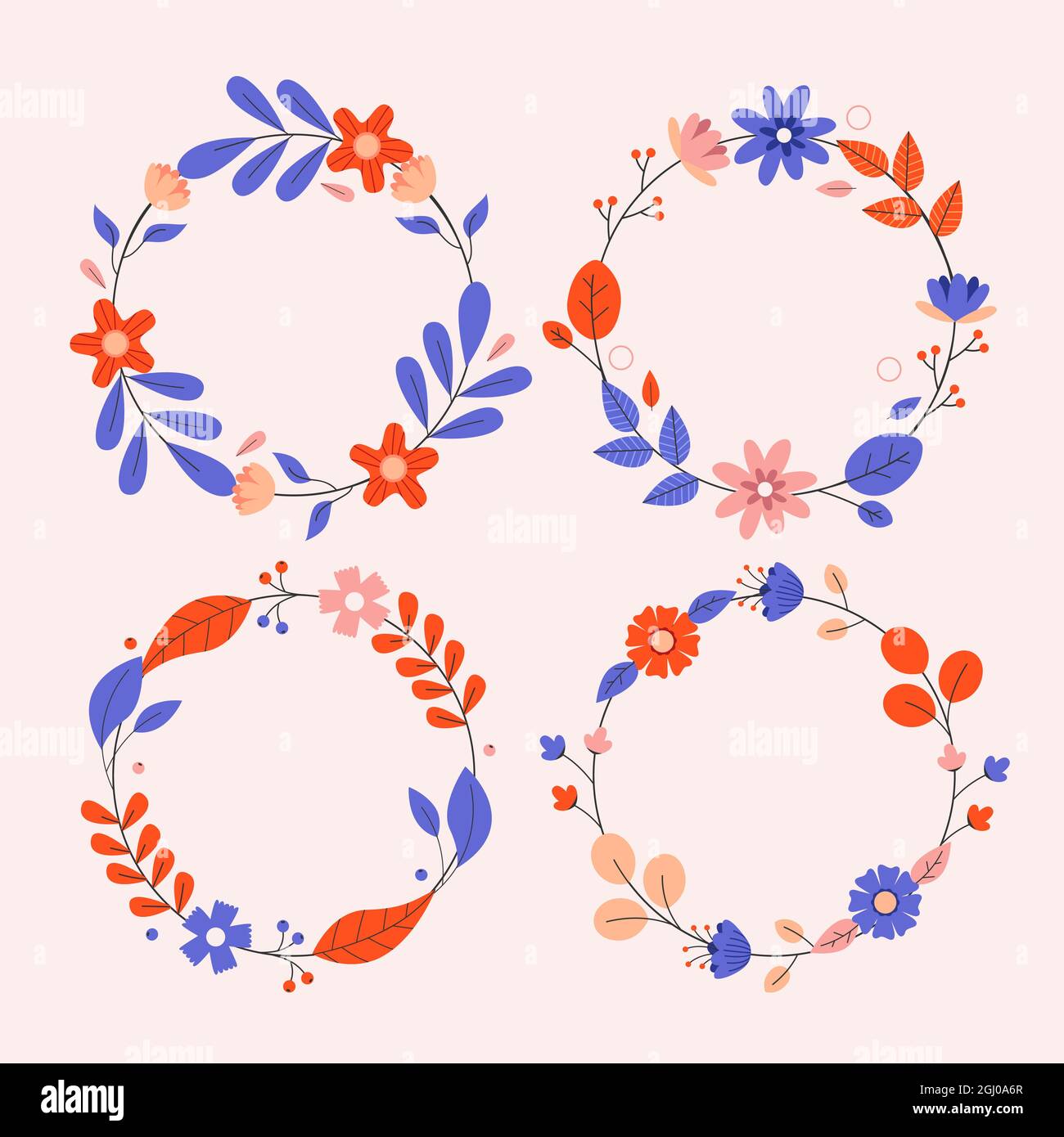 Floral wreaths set Vector illustration Stock Vector Image & Art - Alamy