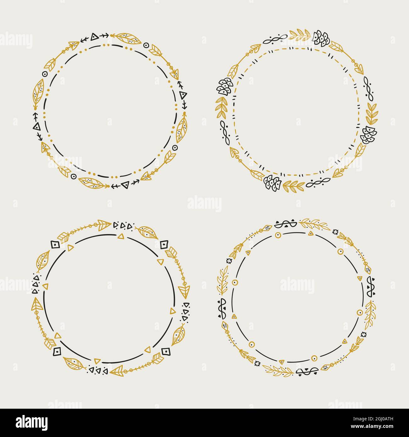 Hand drawn boho frame pack Vector illustration Stock Vector Image & Art ...