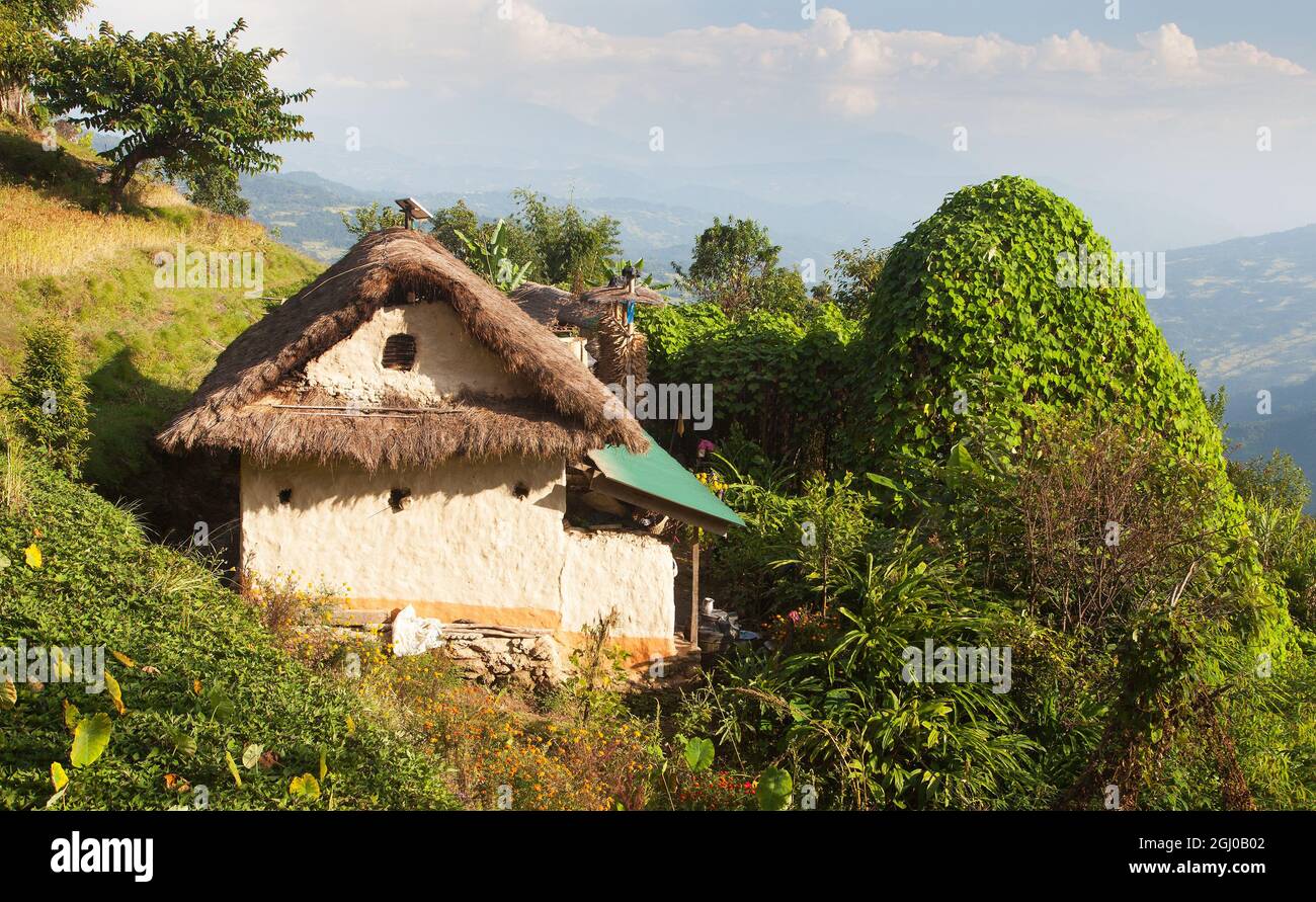 Nepali home building in eastern Nepal Himalayas Stock Photo