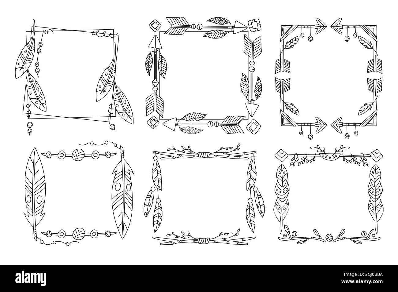 Hand drawn boho frame set Vector illustration Stock Vector Image & Art ...