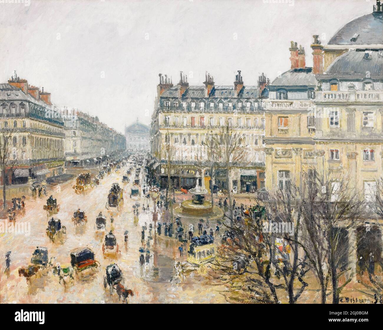La Place du Théâtre Français, Paris, Rain, painting by Camille Pissarro, 1898 Stock Photo