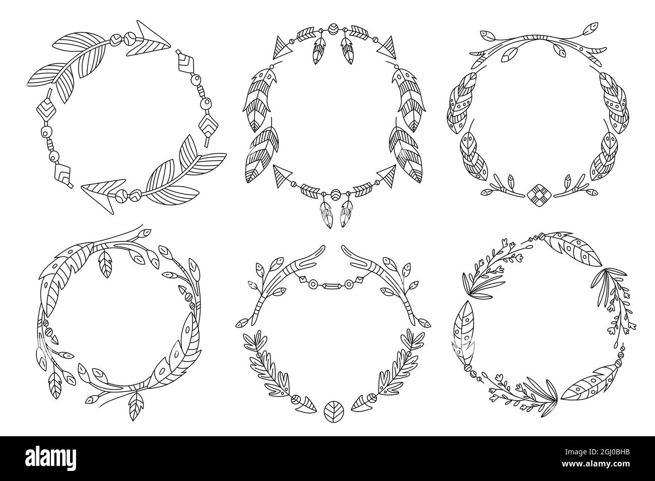 Hand drawn boho frame set Vector illustration Stock Vector Image & Art ...