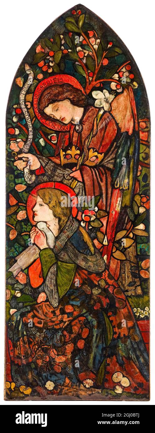Edward Burne Jones, The Annunciation, (design for a stained glass window), painting, 1857 Stock Photo