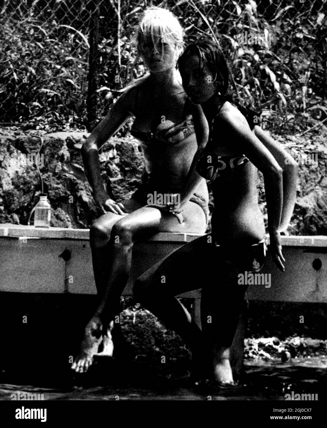 Brigitte Bardot and companion at her St.Tropez Villa 20th July 1965. Stock Photo