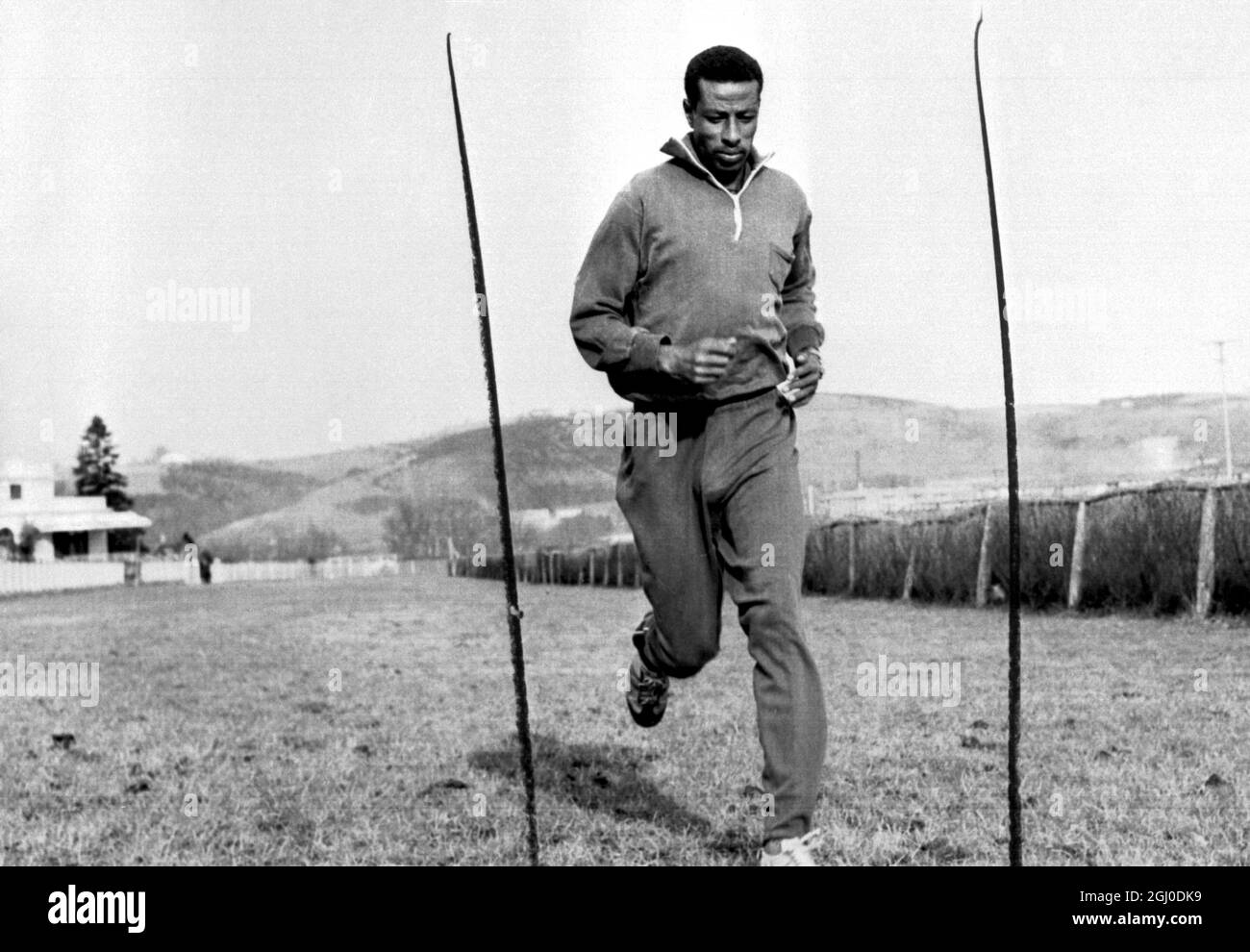 San Sebastian, Spain. Ethiopian long distance athlete Abebe Bikila 17th January 1964 Stock Photo