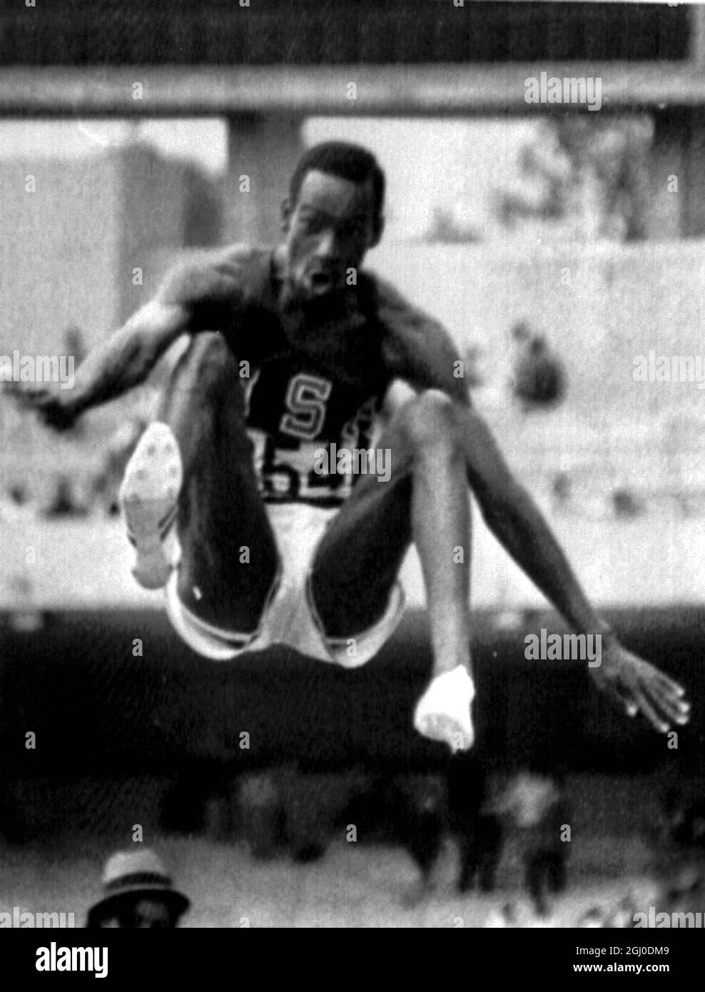 1968 Olympics, Mexico. Bob Beamon of the USA in action during the men's