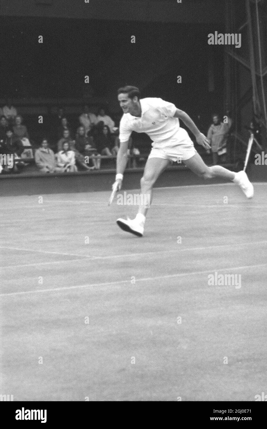 Ronald Holmberg Of The Usa In Action During His 6 2 6 2 6 4 Defeat By Australian Roy Emerson Pictured In The First Round At Wimbledon Today 24th June 1968 Stock Photo Alamy