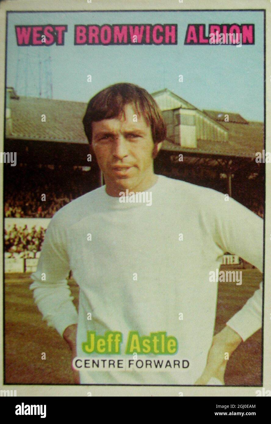 Jeff Astle - West Bromwich Albion Recognised as one of the most dangerous strikers in the First Division, Astle proved a bargain buy when Albion signed him from Notts County in September 1964 for only a small fee. Since then he has consistently improved, and his goal-poaching earned him international recognition against Wales in the 1969 Home International Tournament. Stock Photo