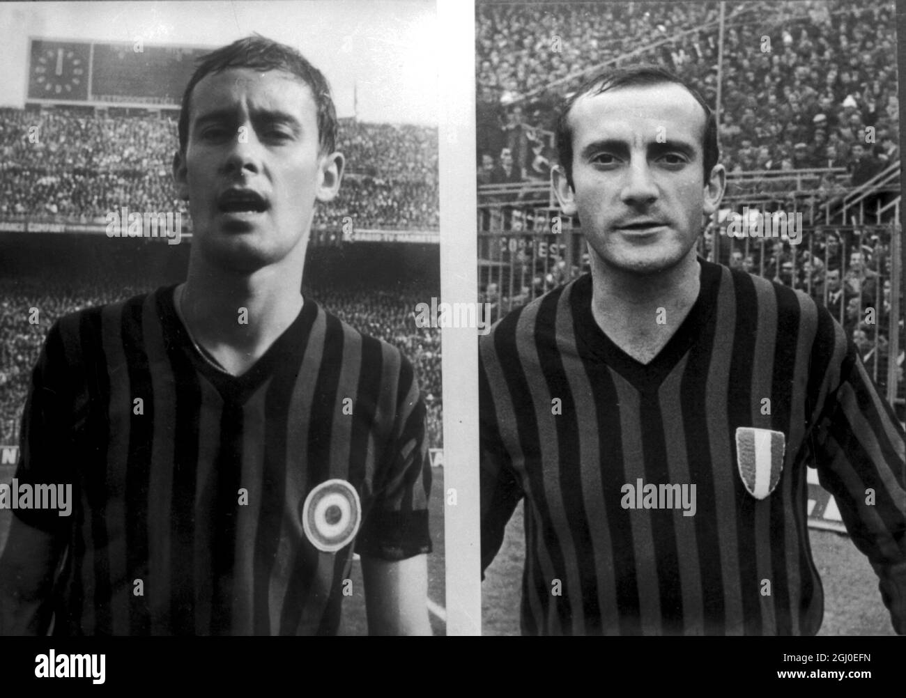 Italian Football players Angelo Anquilletti (left) and Giovanni Lodetti