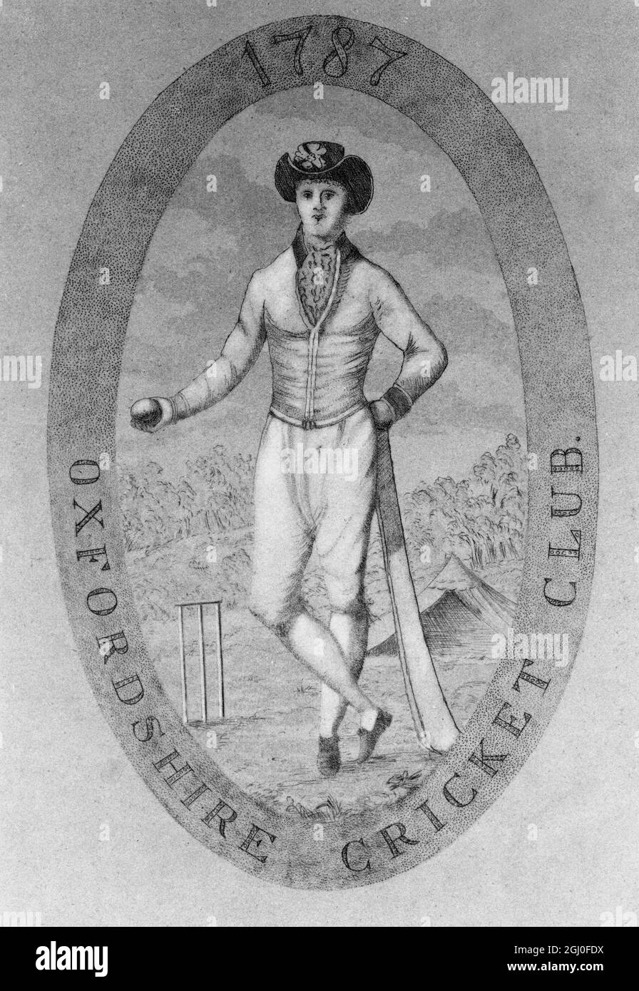 Oxfordshire Cricket Club, 1787 (Engraving in the John Johnson Collection) Stock Photo