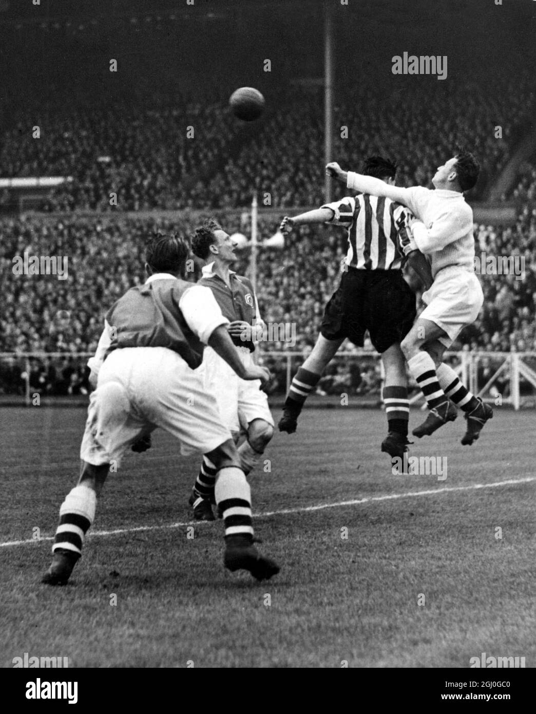 1936 FA Cup Final Sheffield United v Arsenal Action in the Arsenal goalmouth. Stock Photo