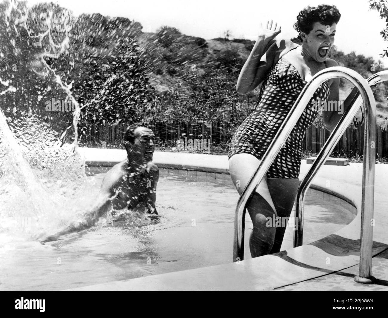 Jane Russell and husband Bob Waterfield at home Stock Photo - Alamy