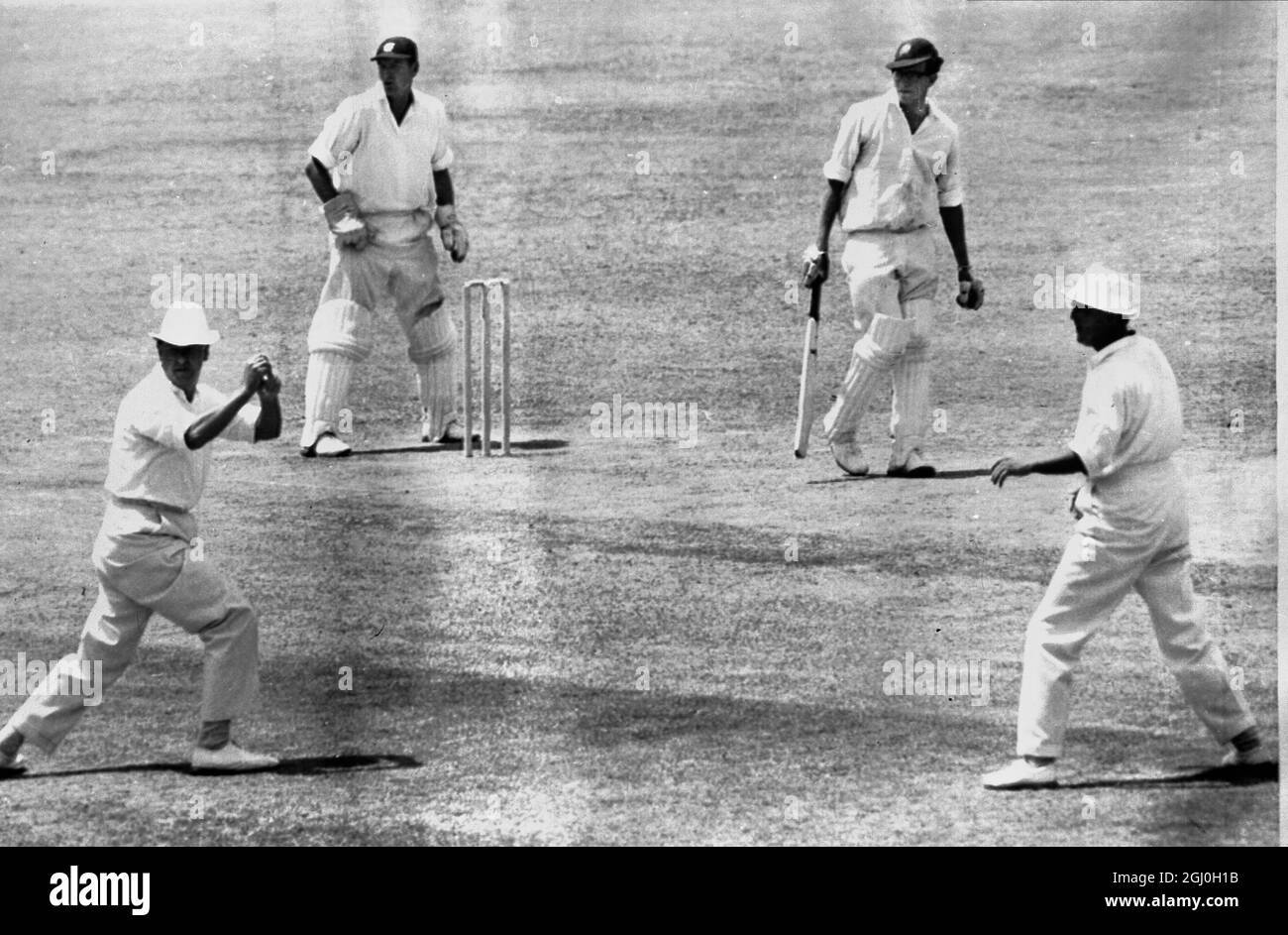 West Indies vs England Cricket showing Colin Cowdrey wicket keeper Jim