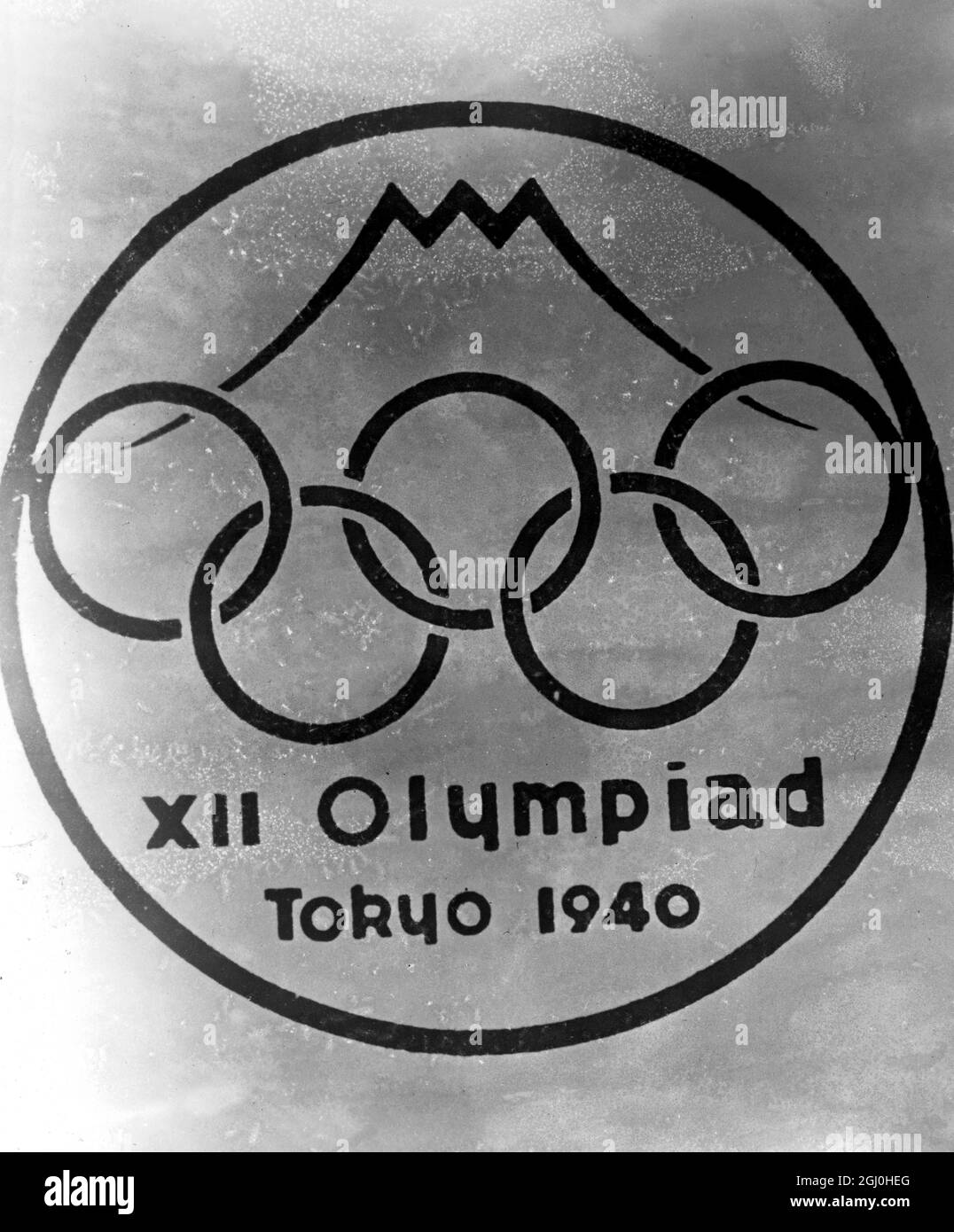 The Olympics that never was. Despite her preoccupation with the hostilities in China, Japan is pushing ahead with preparations for the 1940 Olympic Games which are to take place in Tokyo. The design for the Tokyo Olympic badge has now been selected and all kinds of propaganda material are being produced - Photo shows the prize-winning design for the Tokyo Olympic Games badge. - 17th December 1937 - ©TopFoto Stock Photo