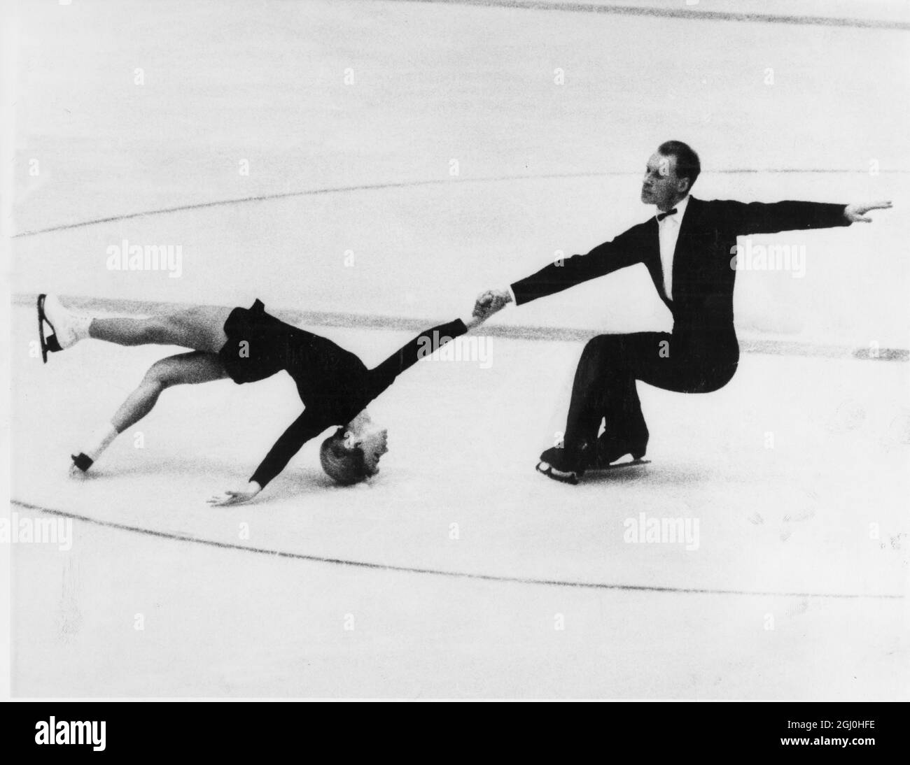 1964 Winter Olympic Games - Innsbruck, Austria Oleg Protopopov and Ludmila Belousova, the Russians were in top form when they competed in the pair skating event in the Winter Olympic Games at Innesbruck. Without any mistakes they went on to win the Gold Medal ahead of their strong opponents H. J. Baumler and Marika Milius of Germany, who came second. Photo shows Ludmila Belousova and Oleg Protopopov in action during the pair skating event when they won a gold medal - 31st January 1964. - ©TopFoto Stock Photo